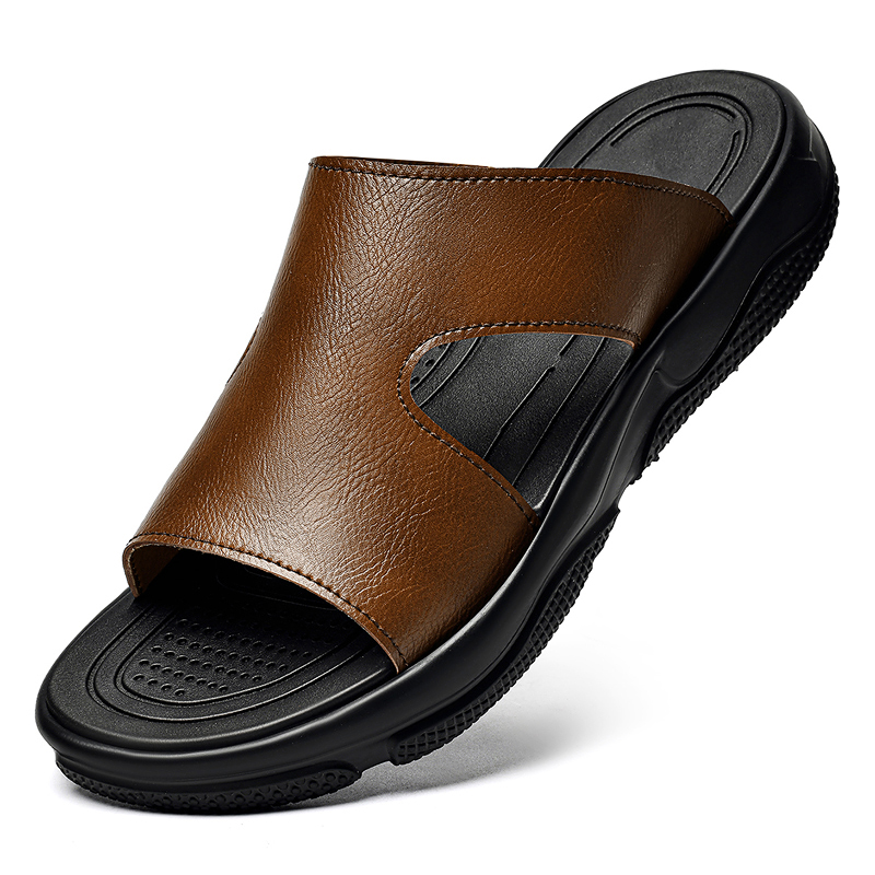 Men'S Shoes Dockers - รองเท้าแตะหนังผู้ชาย พื้นหนากันลื่น รองเท้าลำลอง รองเท้าชายหาดฤดูร้อน รองเท้ากลางแจ้ง ระบายอากาศได้ดี