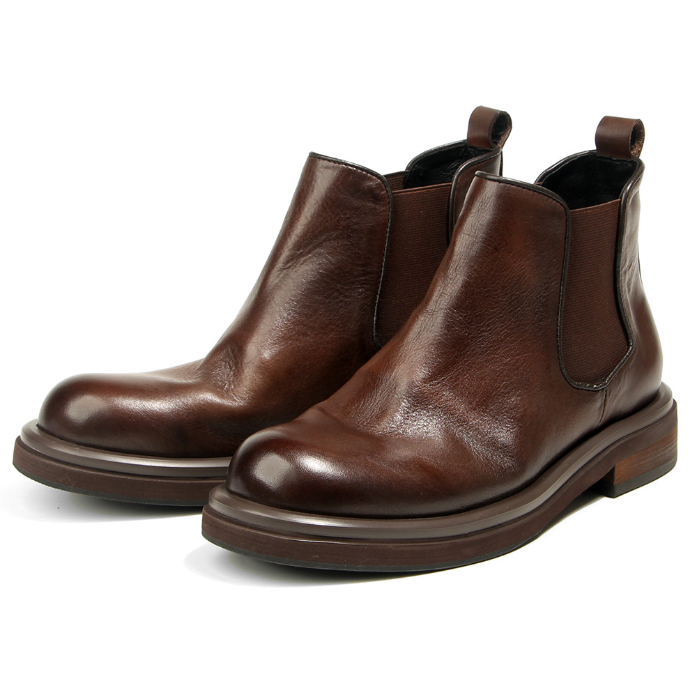 Men Shoes Trainers - รองเท้าบูทเชลซีผู้ชาย หุ้มข้อสูง หนังแท้ รองเท้าทางการ รองเท้าผ้าใบหรูหรา สไตล์เรโทร