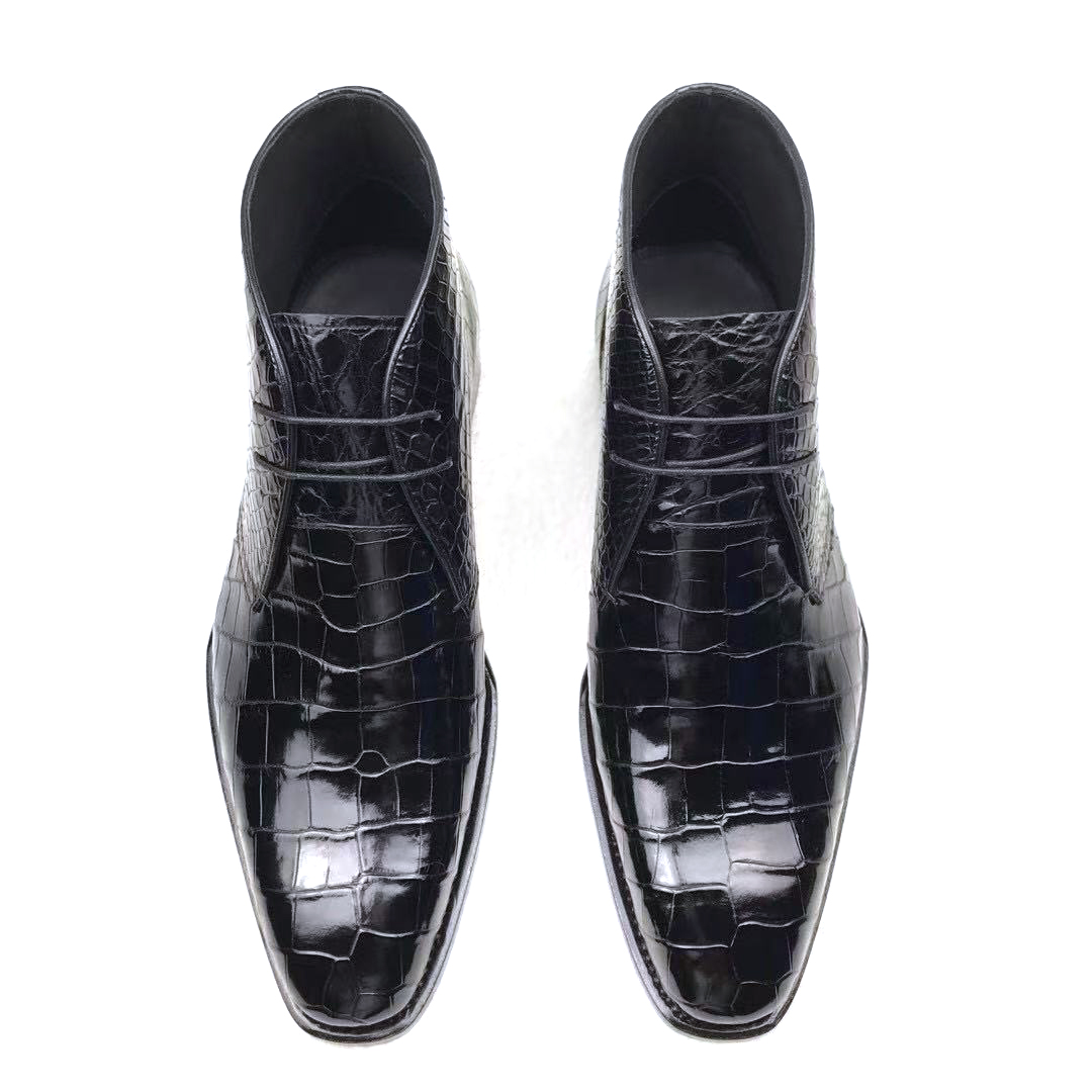Men Shoes For Wedding - รองเท้าผู้ชายแบบทางการ รองเท้าเดรสผู้ชาย รองเท้าบูทลายหนังจระเข้ รองเท้าสำหรับงานแต่งงาน งานธุรกิจ รองเท้าสำหรับฤดูหนาว