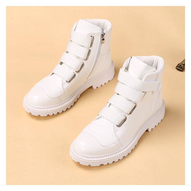 Men Shoes Type - บุรุษแฟชั่นเวทีไนท์คลับแพลตฟอร์มรองเท้าสีดําสีขาวรองเท้าคาวบอยรองเท้าหนังฤดูใบไม้ผลิฤดูใบไม้ร่วงข้อเท้า botas masculinas