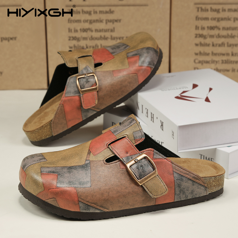Men'S Shoes Birkenstock - รองเท้าแตะหนังคอร์กแบบสวมสบายสำหรับทุกเพศ ทั้งผู้ชายและผู้หญิง รองเท้าแบบสวมครึ่งเท้า รองเท้าแตะแบบปิดนิ้วเท้า ไม่มีส้น รองเท้าสุขภาพ