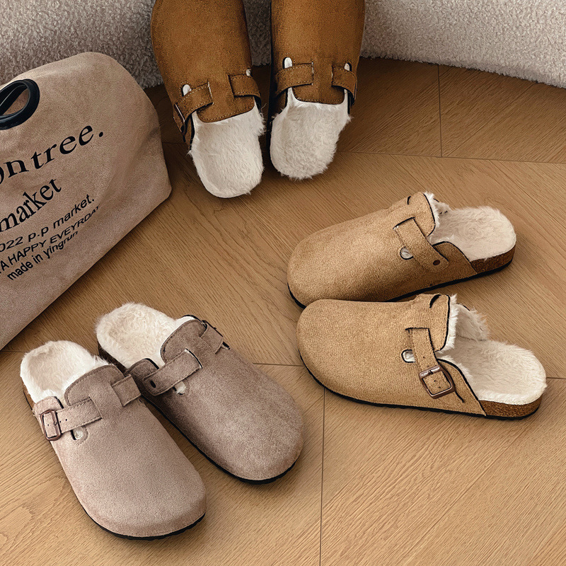 Men'S Shoes Birkenstock - รองเท้าแตะหนังกลับผู้หญิง รองเท้าแตะผู้ชายแบบสวม พื้นรองเท้าทำจากไม้ก๊อก รองเท้าแตะแบบมีซัพพอร์ตอุ้งเท้า แฟชั่นกันลื่น รองเท้าแตะชายหาดกลางแจ้ง