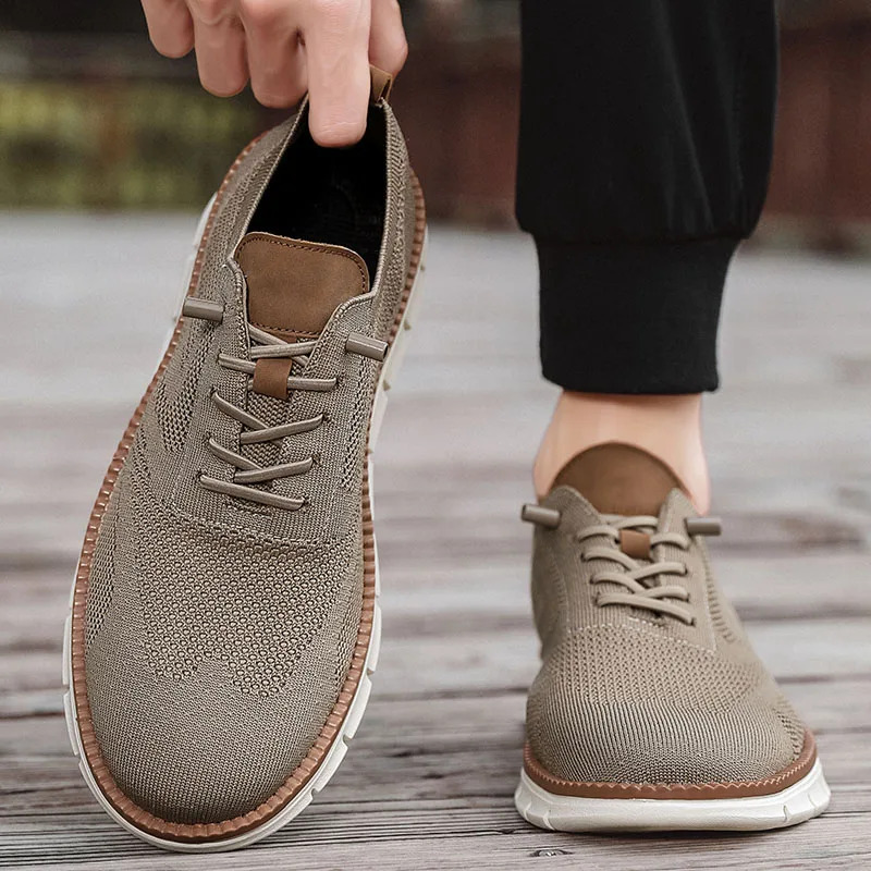 Men'S Shoes Brogues - ผู้ชายรองเท้าสบายๆคลาสสิกBreathable Brogue Flats CUSHIONINGการปิดกั้นสีออกแบบรองเท้ารองเท้าผ้าใบอเนกประสงค์น้ําหนักเบา