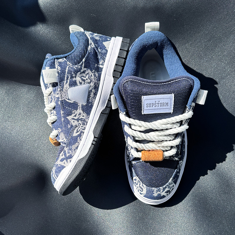 Men'S Shoes Navy Blue - รองเท้าโลฟเฟอร์พิมพ์ลายสีน้ำเงินกรมท่าสไตล์ใหม่, รองเท้าผ้าใบผู้ชายขนาดใหญ่ทันสมัย, รองเท้าผ้าใบอเนกประสงค์, รองเท้าสไตล์ทันสมัยกันลื่นสวมใส่สบาย