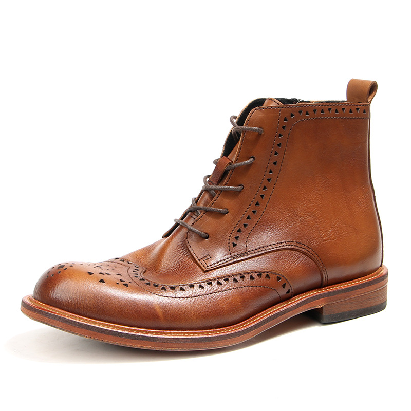 Men'S Shoes Brogues - Vintage Mensข้อเท้ารองเท้าเชลซีหรูหราของแท้หนัง 2025 ฤดูใบไม้ผลิกลางแจ้งสไตล์อังกฤษแฟชั่นBroguesธุรกิจรองเท้าชาย