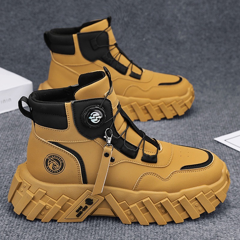 Men Shoes Office - รองเท้าผ้าใบหุ้มข้อสูงสำหรับผู้ชาย รองเท้าผ้าใบสำหรับกิจกรรมกลางแจ้ง กันลื่น ทนทานต่อการสึกหรอ รองเท้าผ้าใบสำหรับปีนเขา สวมใส่สบาย