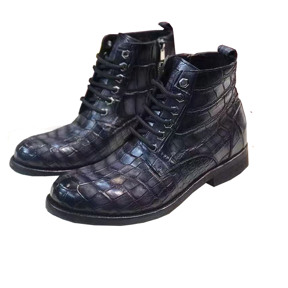 Men Shoes For Wedding - รองเท้าบูทผู้ชายลายหนังจระเข้ ยี่ห้อ Yingshang สีขัดเงา เหมาะสำหรับงานประชุม งานแต่งงาน
