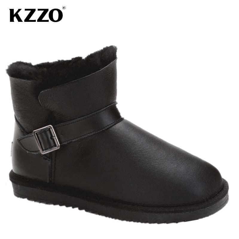 Men Shoes Online - KZZO 2025 ใหม่ผู้ชายสบายๆหนังSheepskinฤดูหนาวหิมะรองเท้าบูทขนสัตว์ธรรมชาติเรียงรายเก็บรองเท้าอุ่นกันน้ํา