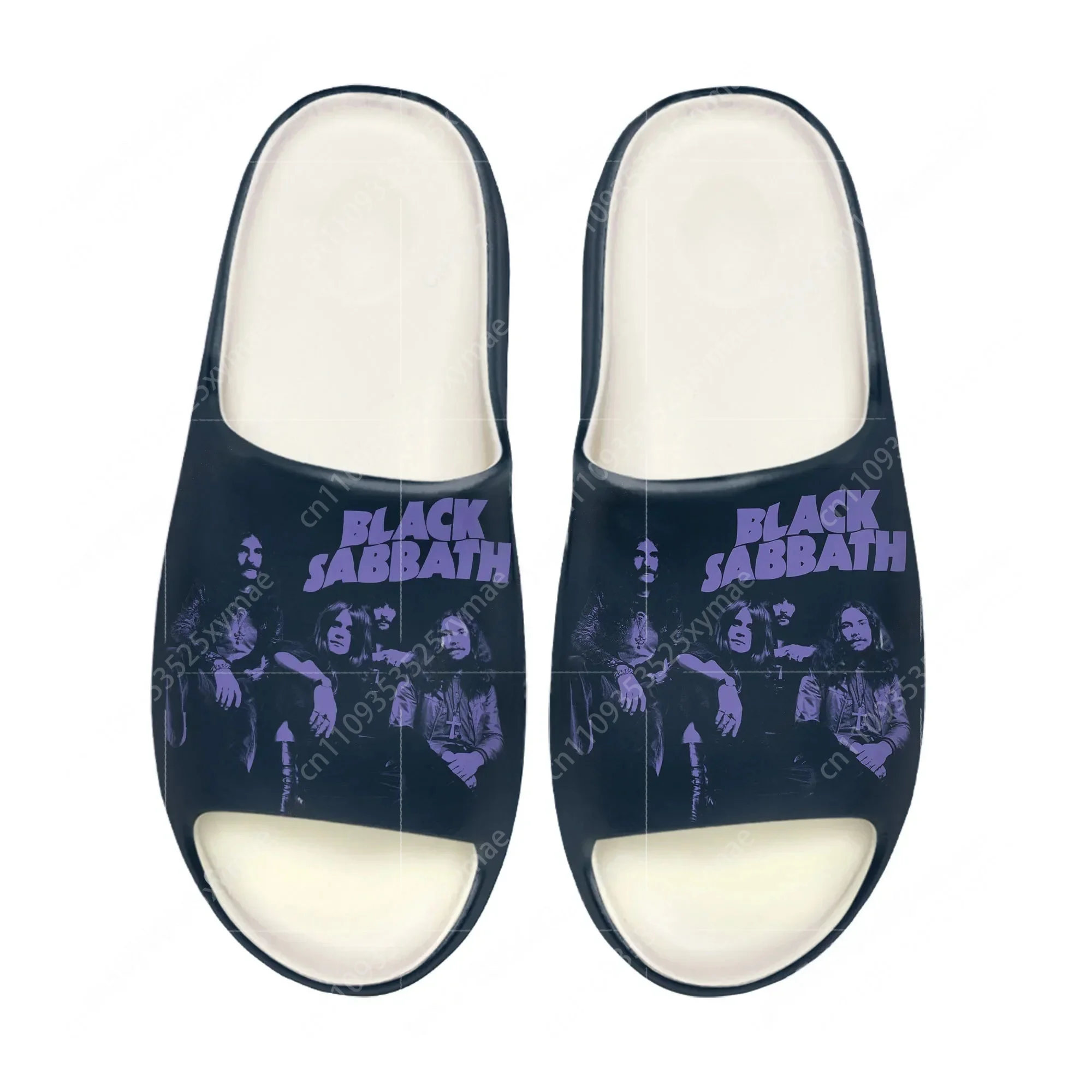 Men Shoes Office - รองเท้าแตะแบบสวมสบายสำหรับใส่ในบ้าน ลายวงดนตรี Black Heavy Metal Band