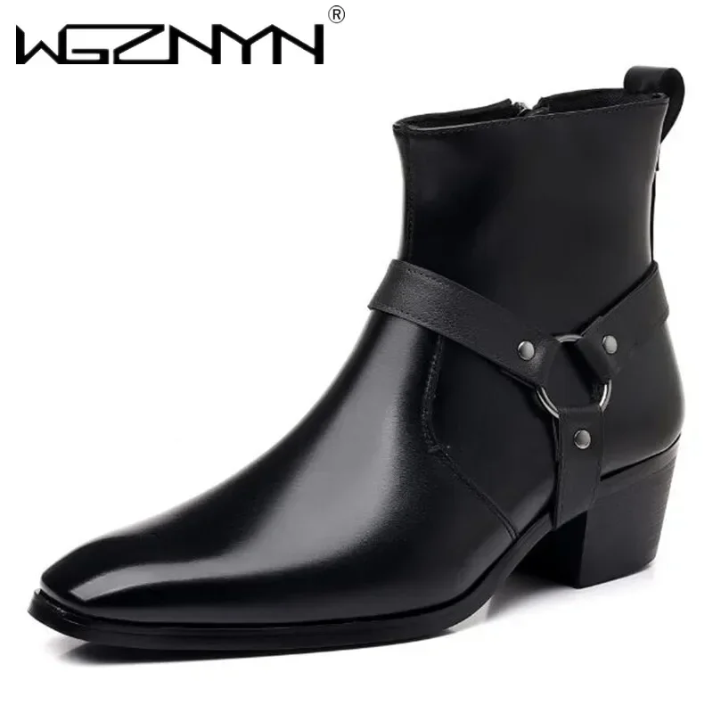 Men Shoes For Wedding - รองเท้าบูทเชลซีผู้ชายแฟชั่นดีไซเนอร์ปี 2026 รองเท้าบูทคาวบอยผู้ชายคุณภาพสูงสุดหรูหรา สีดำ สีน้ำตาล แบบมีซิป
