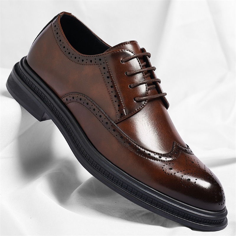 Men Shoes Uk - รองเท้าหนังผู้ชายแบบ Brogue แฟชั่นทันสมัย สวมใส่สบาย เหมาะสำหรับธุรกิจและงานทางการ สไตล์