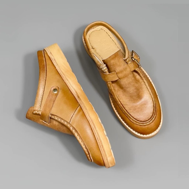 Men'S Shoes Birkenstock - รองเท้าแตะผู้ชายทรงกลม ดีไซน์เฉพาะตัว สไตล์เรโทร หนังวัวฟอก แต่งแบบอังกฤษ แนว