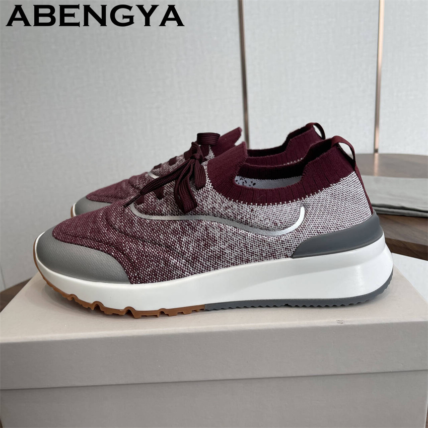 Men Shoes Trainers - รองเท้าโลฟเฟอร์ถักหลากสีสำหรับผู้ชาย รองเท้าทรงกลมแบบผูกเชือกและยางยืด รองเท้าผ้าใบแฟชั่นสไตล์บาโรกสำหรับฤดูร้อน รองเท้าผู้ชายแบบสวมพื้นเรียบ