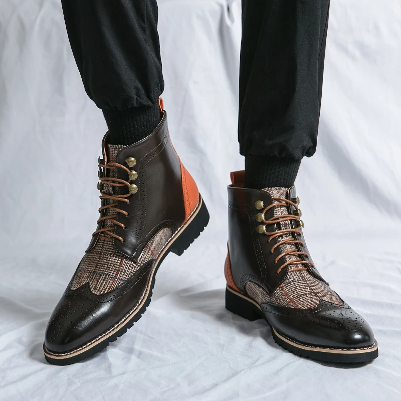 รองเท้าบูทหนังผู้ชายทรงหุ้มข้อ - Men'S Shoes Brogues บทวิจารณ์และราคา