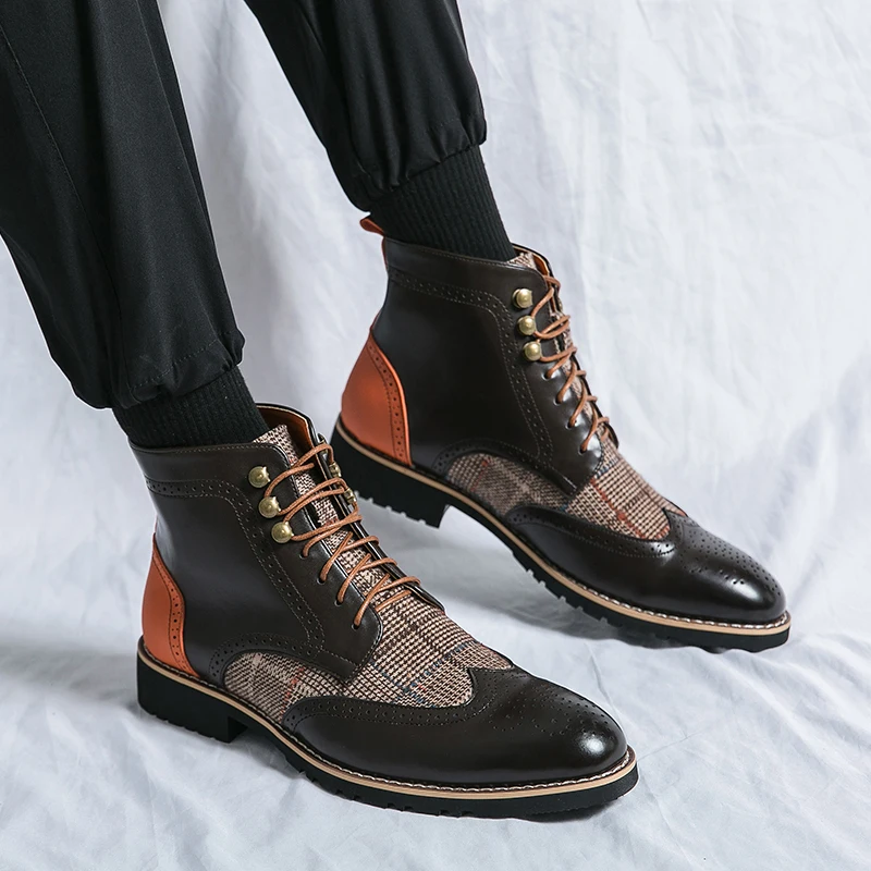 รองเท้าบูทหนังผู้ชายทรงหุ้มข้อ - Men'S Shoes Brogues บทวิจารณ์และราคา