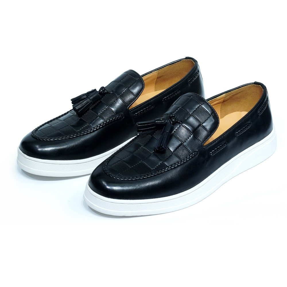 รองเท้าหนังแท้แบบสวมติดพู่สำหร - Men'S Shoes Navy Blue บทวิจารณ์และราคา