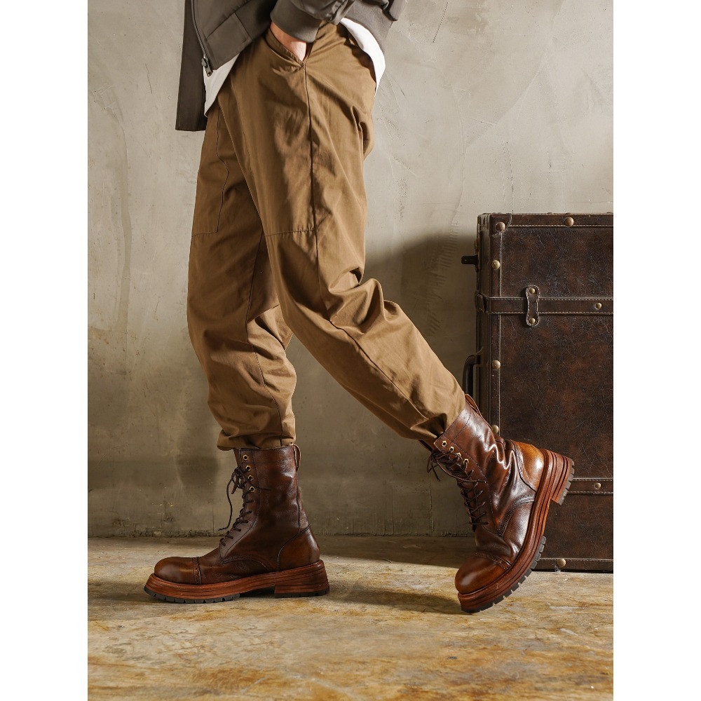 รองเท้าบูทมอเตอร์ไซค์หนังแท้สำ - Men'S Shoes Brogues บทวิจารณ์และราคา