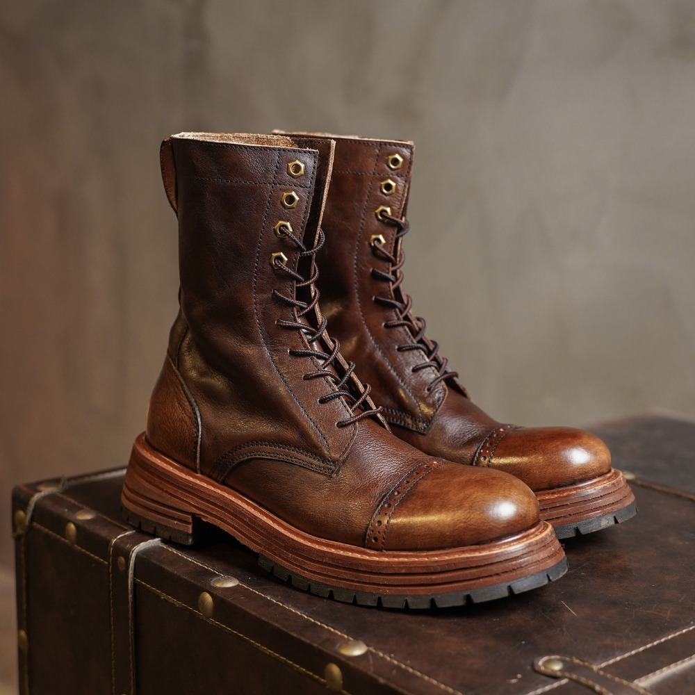 รองเท้าบูทมอเตอร์ไซค์หนังแท้สำ - Men'S Shoes Brogues บทวิจารณ์และราคา