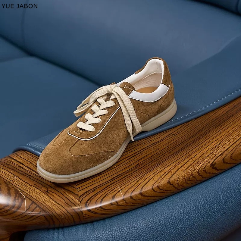 รองเท้าหนังแท้สีน้ำตาลสไตล์เรโ - Men Shoes Trainers บทวิจารณ์และราคา