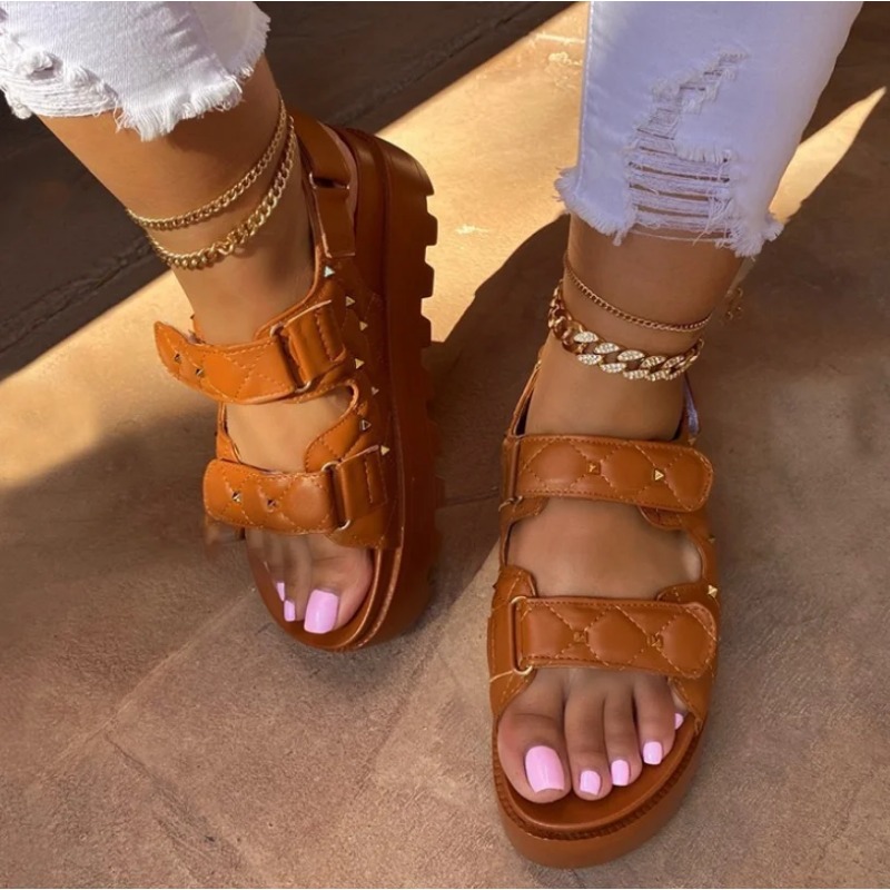 รองเท้าแตะพื้นรองเท้าหนาสำหรับ - Velcro Strap Sandal บทวิจารณ์และราคา