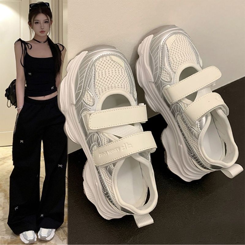 รองเท้าแตะแพลตฟอร์มสีเงินเมทัล - Velcro Strap Sandal บทวิจารณ์และราคา