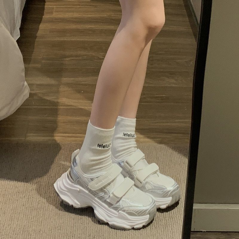 รองเท้าแตะแพลตฟอร์มสีเงินเมทัล - Velcro Strap Sandal บทวิจารณ์และราคา