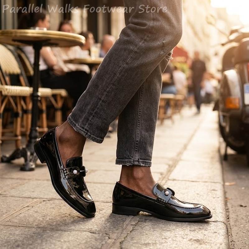 รองเท้าโลฟเฟอร์ผู้ชายสีดำหนังแ - Men Shoes For Wedding บทวิจารณ์และราคา