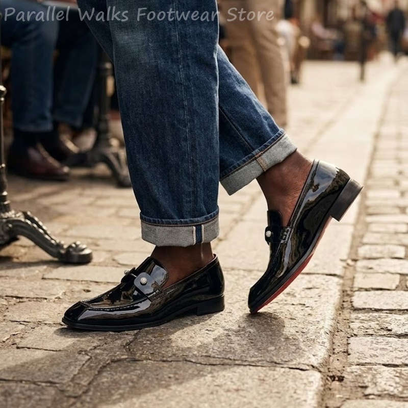 รองเท้าโลฟเฟอร์ผู้ชายสีดำหนังแ - Men Shoes For Wedding บทวิจารณ์และราคา
