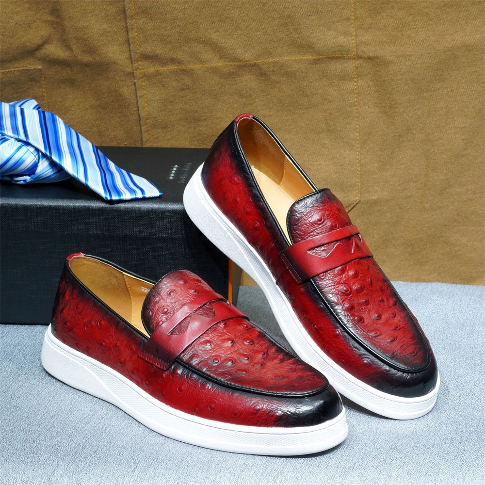 รองเท้าแฟชั่นหนังแท้ลำลองส้นเต - Men'S Shoes Navy Blue บทวิจารณ์และราคา
