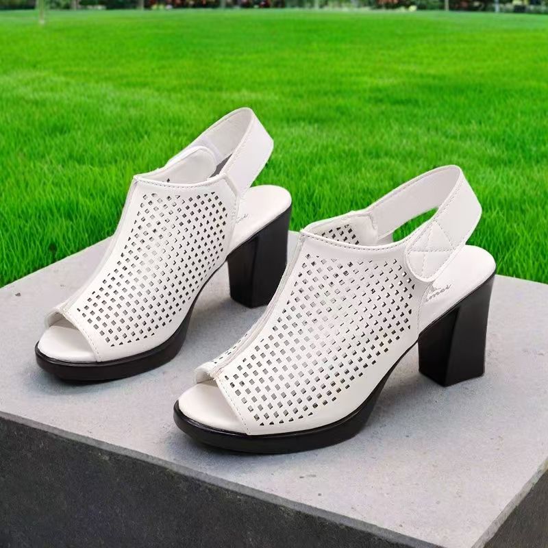 รองเท้าส้นสูงแบบเปิดนิ้วเท้าสำ - Velcro Strap Sandal บทวิจารณ์และราคา