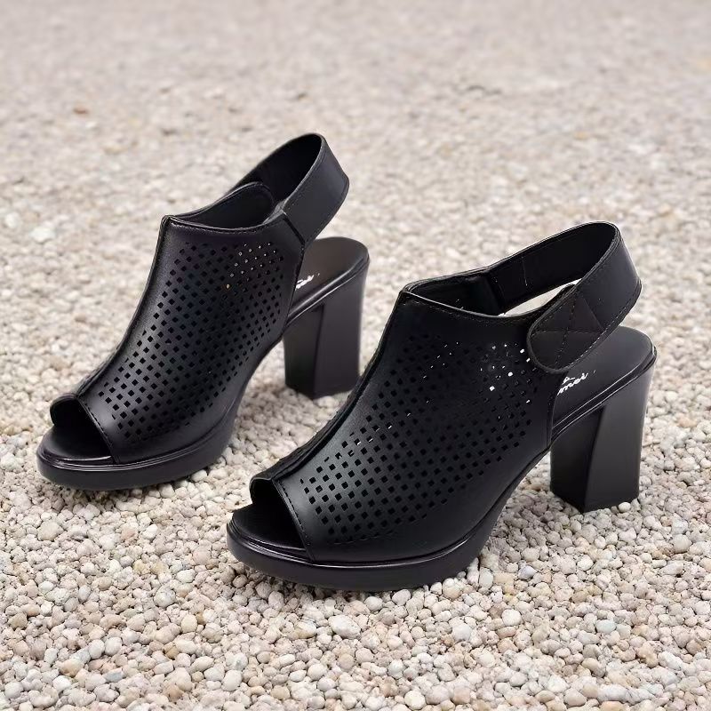 รองเท้าส้นสูงแบบเปิดนิ้วเท้าสำ - Velcro Strap Sandal บทวิจารณ์และราคา