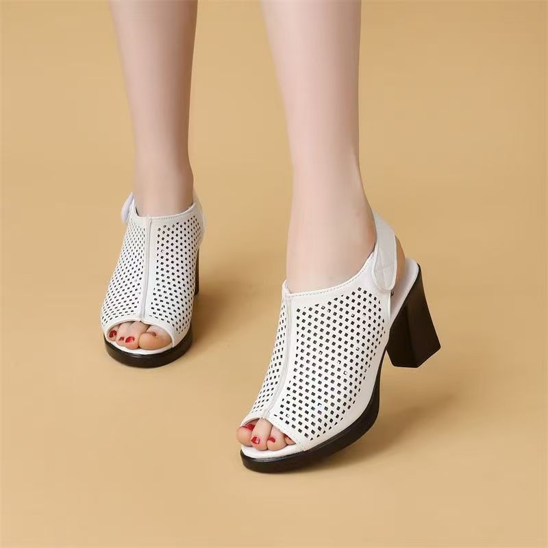 รองเท้าส้นสูงแบบเปิดนิ้วเท้าสำ - Velcro Strap Sandal บทวิจารณ์และราคา