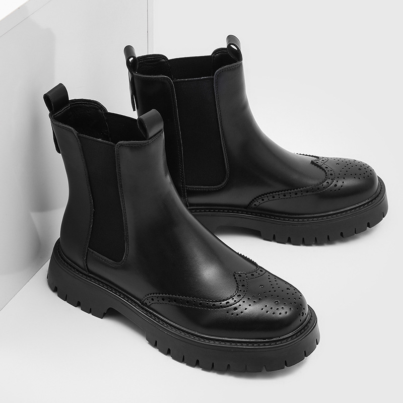 รองเท้าบูทหนังแท้แฟชั่นผู้ชาย  - Men'S Shoes Brogues บทวิจารณ์และราคา