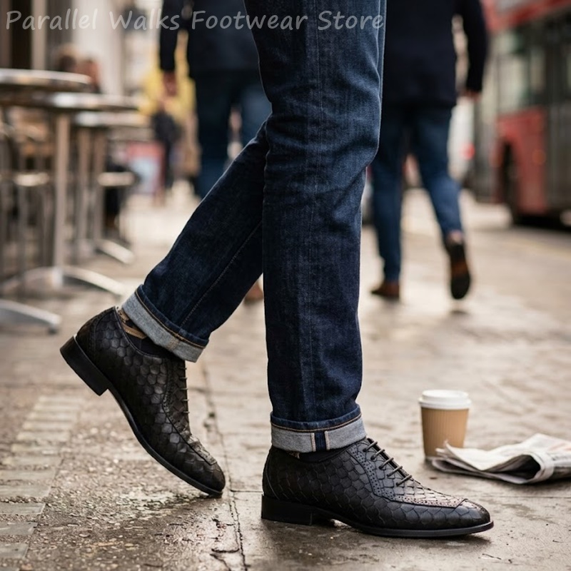 รองเท้าอ็อกซ์ฟอร์ดผู้ชายลายหนั - Men Shoes For Wedding บทวิจารณ์และราคา