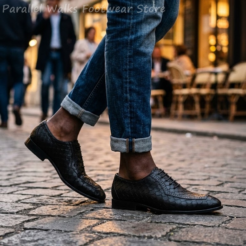 รองเท้าอ็อกซ์ฟอร์ดผู้ชายลายหนั - Men Shoes For Wedding บทวิจารณ์และราคา