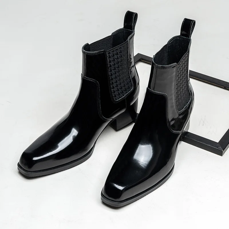 รองเท้าบูทข้อเท้าหนังแก้วหรูหร - Men Shoes For Wedding บทวิจารณ์และราคา