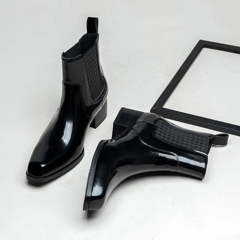 รองเท้าบูทข้อเท้าหนังแก้วหรูหร - Men Shoes For Wedding บทวิจารณ์และราคา