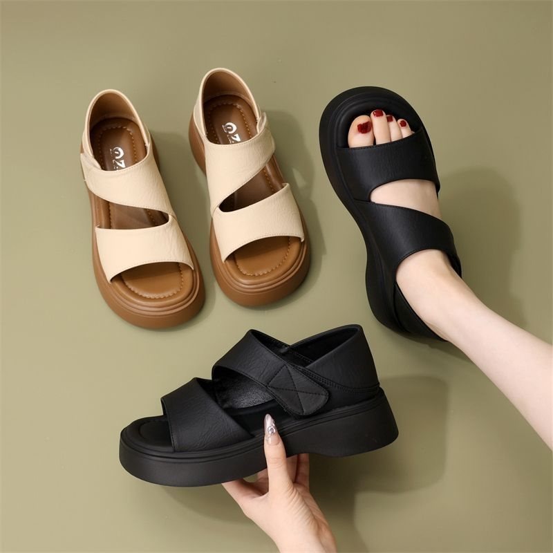 รองเท้าแตะสีดำแบบสวมสบายสำหรับ - Velcro Strap Sandal บทวิจารณ์และราคา
