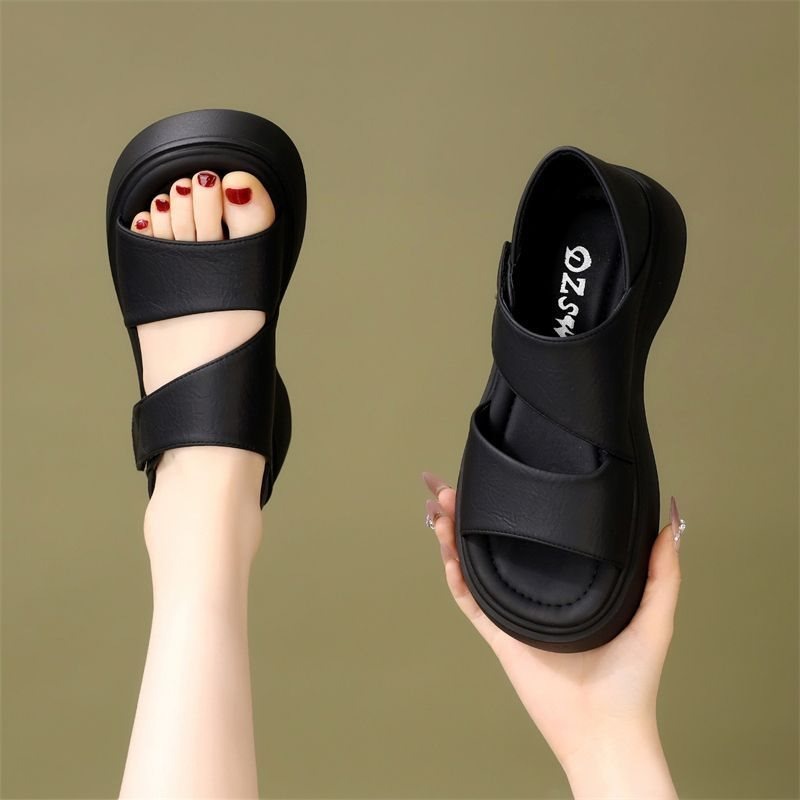 รองเท้าแตะสีดำแบบสวมสบายสำหรับ - Velcro Strap Sandal บทวิจารณ์และราคา